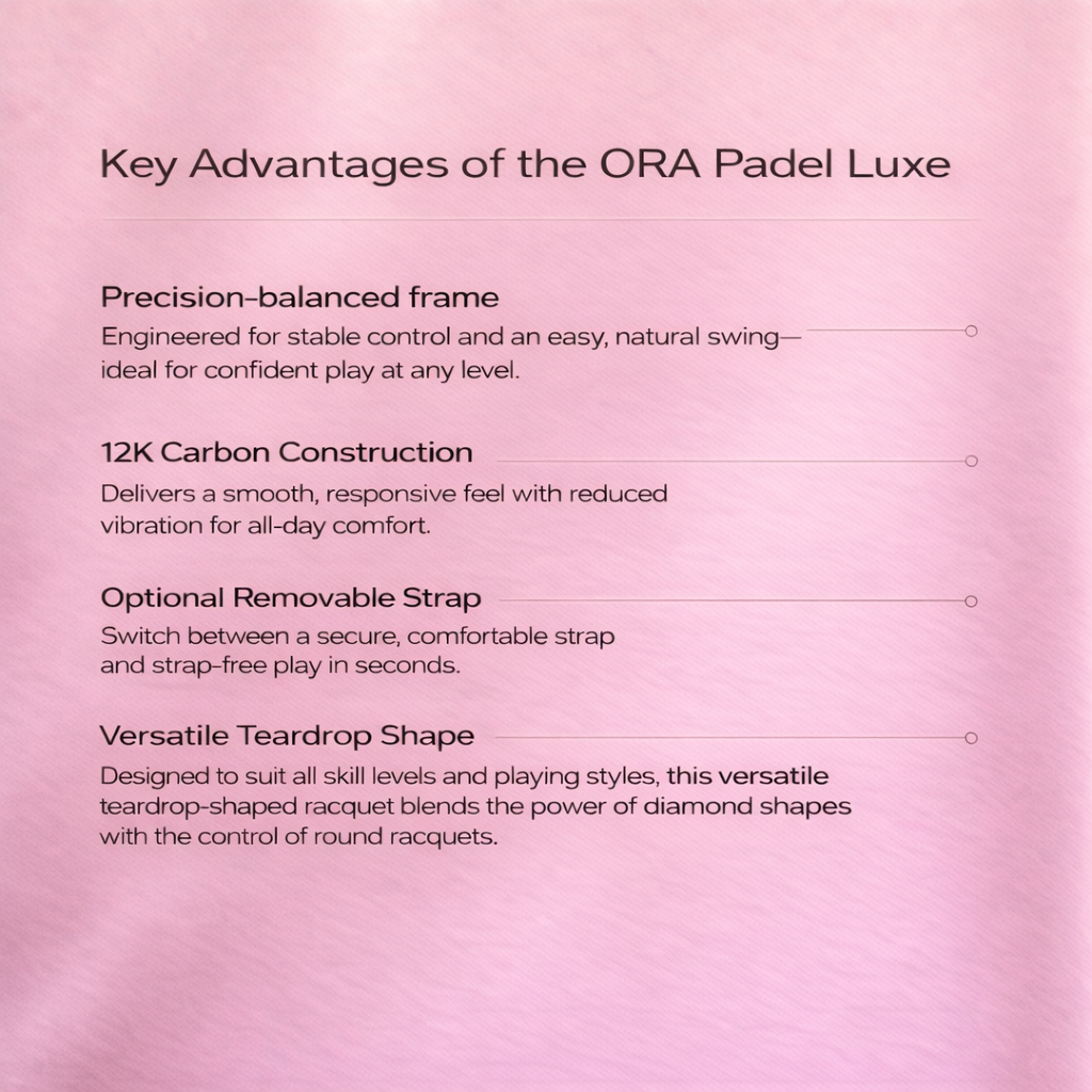 ORA Luxe Rose: Premium Carbon Padel Racket
