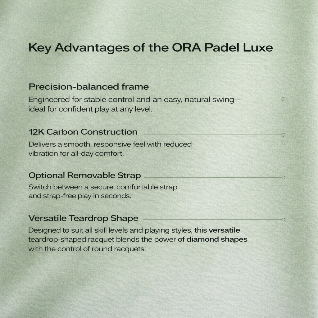 ORA Luxe Verde: Premium Carbon Padel Racket