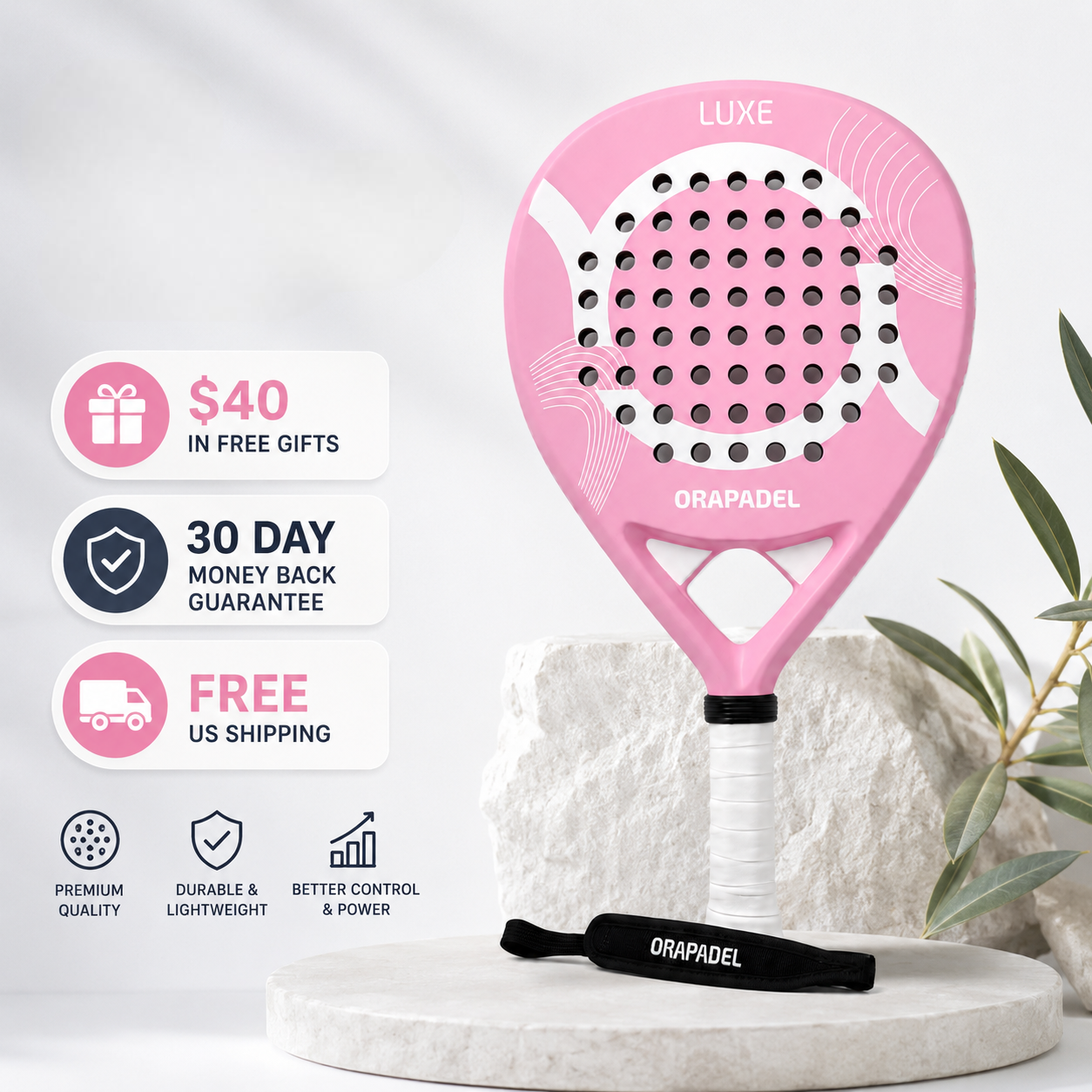 ORA Luxe Rose: Premium Carbon Padel Racket
